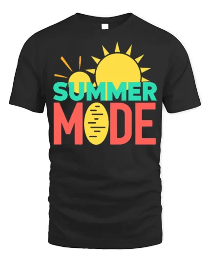 Summer Mode T-Shirt Fun Graphic Tee for Vacation Vibes - black t-shirt on white background