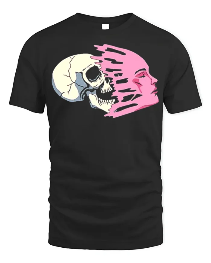 Life and Death Face Split T-Shirt Bold Graphic Streetwear - black t-shirt on white background