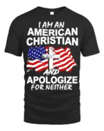 American Christian Patriotic T-Shirt Faith and Freedom - black t-shirt on white background
