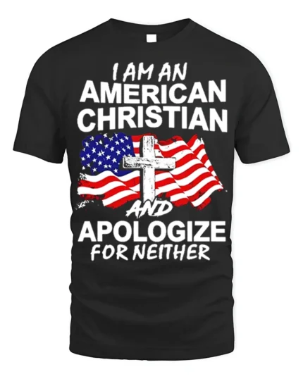 American Christian Patriotic T-Shirt Faith and Freedom - black t-shirt on white background