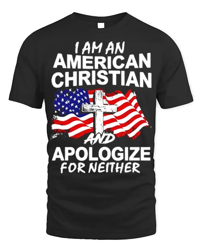 American Christian Patriotic T-Shirt Faith and Freedom - black t-shirt on white background