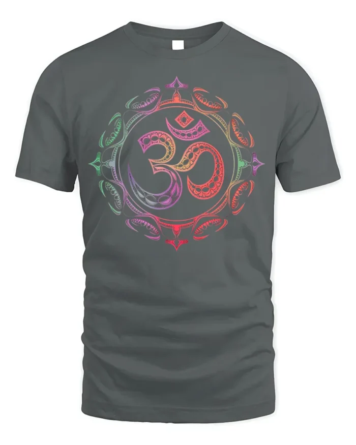 Om Symbol T-Shirt Sacred Yoga Mandala Spiritual - gray t-shirt on white background