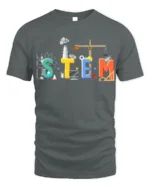 STEM Education T-Shirt Science Tech Engineering Math - gray t-shirt on white background