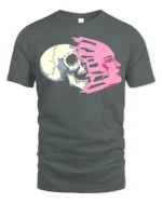 Life and Death Face Split T-Shirt Bold Graphic Streetwear - gray t-shirt on white background