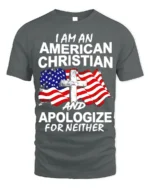 American Christian Patriotic T-Shirt Faith and Freedom - gray t-shirt on white background