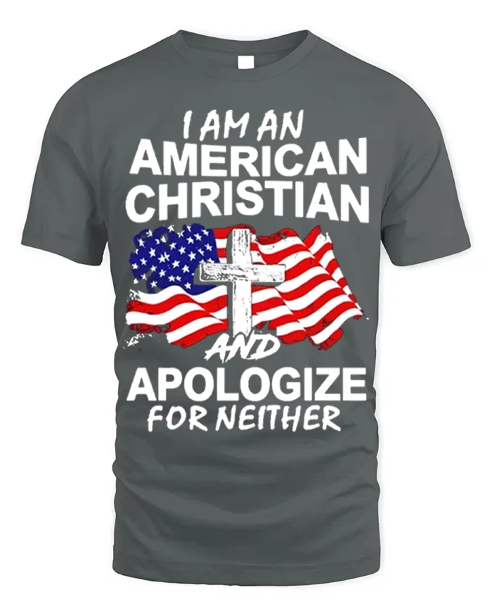 American Christian Patriotic T-Shirt Faith and Freedom - gray t-shirt on white background