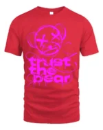 Trust the Bear Graphic T-Shirt Bold Neon Pink Streetwear - red t-shirt on white background