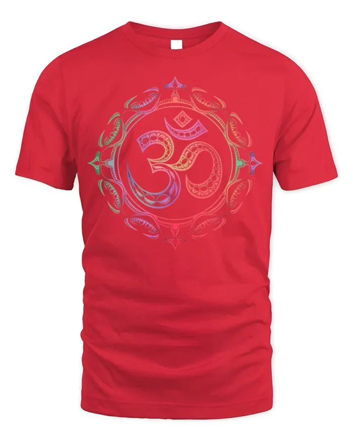 Om Symbol T-Shirt Sacred Yoga Mandala Spiritual - red t-shirt on white background