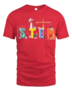 STEM Education T-Shirt Science Tech Engineering Math - red t-shirt on white background