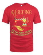Quilting Fun T-Shirt Funny Bobbin Sewing Machine - red t-shirt on white background