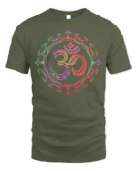 Om Symbol T-Shirt Sacred Yoga Mandala Spiritual - military green t-shirt on white background