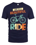 Life Is a Beautiful Ride T-Shirt Vintage Bike Tee - navy t-shirt on white background