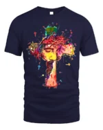 Jesus Cross Art T-Shirt Christian Faith Graphic Tee - navy t-shirt on white background