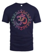 Om Symbol T-Shirt Sacred Yoga Mandala Spiritual - navy t-shirt on white background