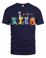 STEM Education T-Shirt Science Tech Engineering Math - navy t-shirt on white background