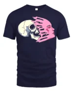 Life and Death Face Split T-Shirt Bold Graphic Streetwear - navy t-shirt on white background
