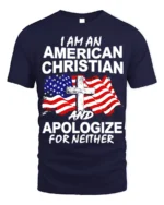American Christian Patriotic T-Shirt Faith and Freedom - navy t-shirt on white background