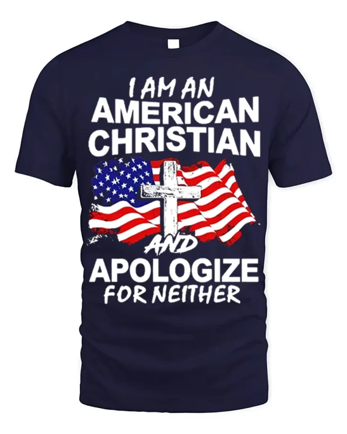 American Christian Patriotic T-Shirt Faith and Freedom - navy t-shirt on white background