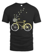 Starry Bicycle Ride T-Shirt Dreamy Bike Graphic - black t-shirt on white background