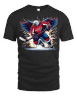 Patriotic Hockey Eagle T-Shirt Power Play USA Pride - black t-shirt on white background