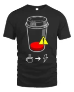 Low Battery Coffee T-Shirt Caffeine Power Graphic - black t-shirt on white background