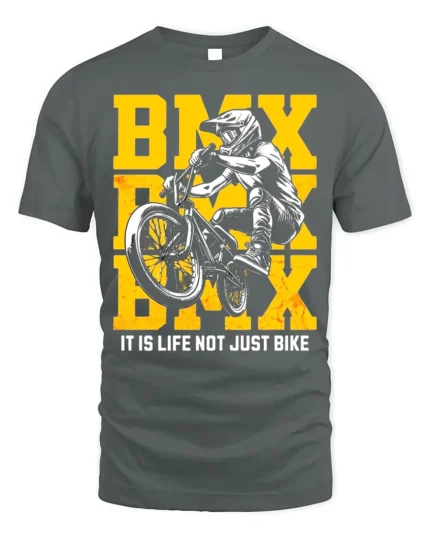 BMX Life T-Shirt Extreme Bike Rider Graphic Tee - gray t-shirt on white background