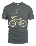 Starry Bicycle Ride T-Shirt Dreamy Bike Graphic - gray t-shirt on white background