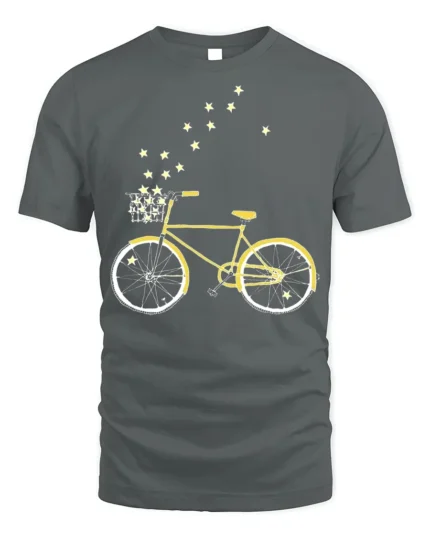 Starry Bicycle Ride T-Shirt Dreamy Bike Graphic - gray t-shirt on white background