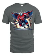 Patriotic Hockey Eagle T-Shirt Power Play USA Pride - gray t-shirt on white background