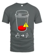 Low Battery Coffee T-Shirt Caffeine Power Graphic - gray t-shirt on white background