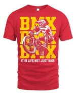 BMX Life T-Shirt Extreme Bike Rider Graphic Tee - red t-shirt on white background