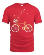 Starry Bicycle Ride T-Shirt Dreamy Bike Graphic - red t-shirt on white background