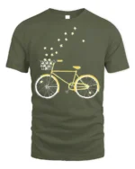 Starry Bicycle Ride T-Shirt Dreamy Bike Graphic - military green t-shirt on white background