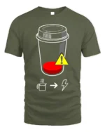 Low Battery Coffee T-Shirt Caffeine Power Graphic - military green t-shirt on white background