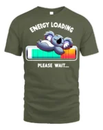 Energy Loading T-Shirt Funny Koala Sleep Graphic - military green t-shirt on white background