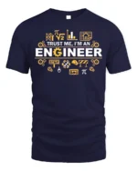 Trust Me I’m an Engineer T-Shirt Funny STEM Graphic - navy t-shirt on white background