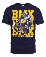 BMX Life T-Shirt Extreme Bike Rider Graphic Tee - navy t-shirt on white background