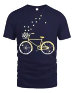 Starry Bicycle Ride T-Shirt Dreamy Bike Graphic - navy t-shirt on white background