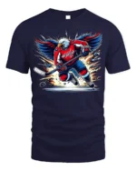Patriotic Hockey Eagle T-Shirt Power Play USA Pride - navy t-shirt on white background