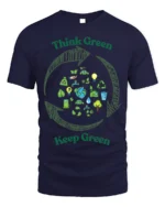 Think Green Keep Green T-Shirt Eco Friendly Earth - navy t-shirt on white background