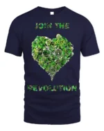 Join the Revolution T-Shirt Eco Biking Green Heart - navy t-shirt on white background