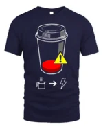 Low Battery Coffee T-Shirt Caffeine Power Graphic - navy t-shirt on white background