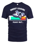 Energy Loading T-Shirt Funny Koala Sleep Graphic - navy t-shirt on white background