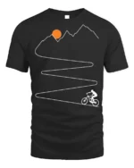 Mountain Climb Cycling Path Graphic T-Shirt for Men - black t-shirt on white background