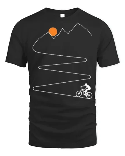 Mountain Climb Cycling Path Graphic T-Shirt for Men - black t-shirt on white background
