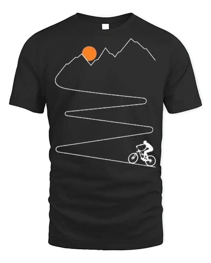 Mountain Climb Cycling Path Graphic T-Shirt for Men - black t-shirt on white background