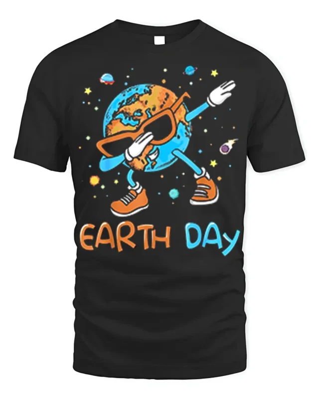 Funny Dabbing Earth Day T-Shirt - black t-shirt on white background