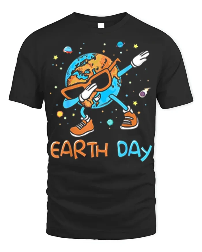 Funny Dabbing Earth Day T-Shirt - black t-shirt on white background