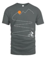 Mountain Climb Cycling Path Graphic T-Shirt for Men - gray t-shirt on white background