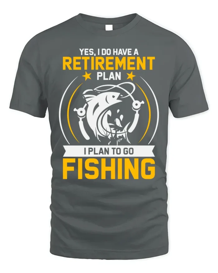 Fishing Retirement Plan T-Shirt Funny Gift for Fishermen - gray t-shirt on white background